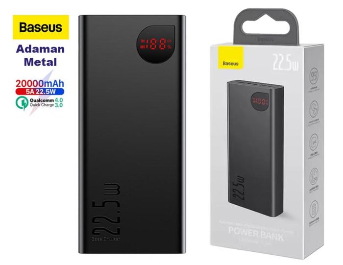 Baseus 20000 mAh 22.5W Adaman Metal QC, PD powerbank powerbank