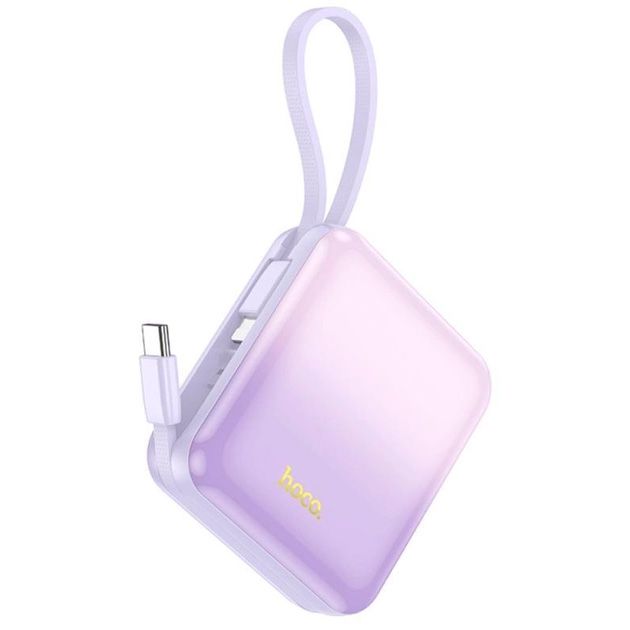 Hoco Q23 Blade 10000 mAh USBхType-C PD20W+QC3.0 + вбудований кабель швидкої зарядки Type-C/Lightning Фіолетовий
