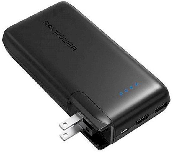 RavPower 10000 mAh 2 in 1 and Wall Charger Black (RP-PB066)