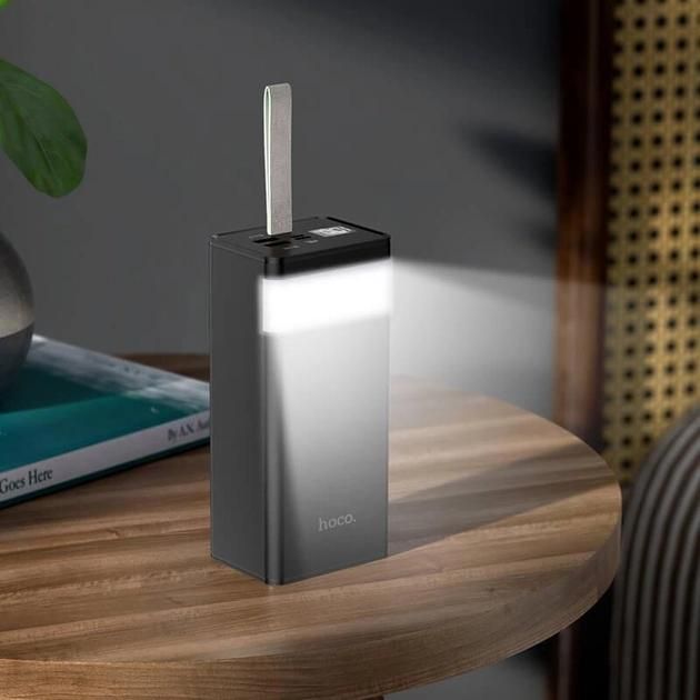 Hoco Powermaster fully compatible 40000 mAh J86 |2USB/1Type-C, PD/QC, 5A/22.5W| Black із ліхтариком і швидкою зарядкою (J86B)