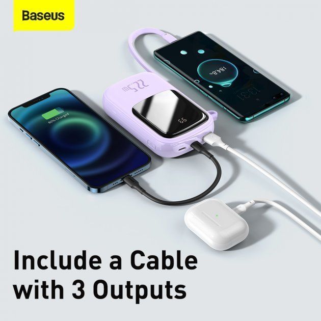 Baseus 20000 mAh з USB-C Cable Q Pow Display 22.5W Purple (PPQD-I05)  