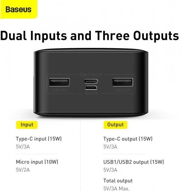 Baseus 30000 mAh Bipow Display 15W Black (PPDML-K01)  