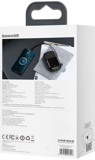 Baseus 20000 mAh з USB-C Cable Q Pow Display 22.5W Black (PPQD-I01)  