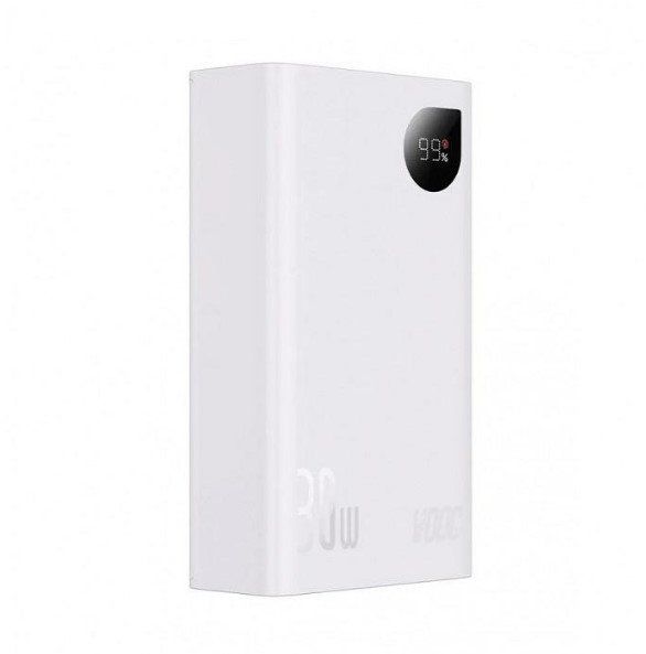 Зовнішній акумулятор Baseus Power Bank 20000mAh Adaman 2 Metal Digital Display 30W White (PPAD050002)  