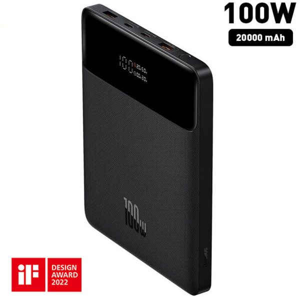 Зовнішній акумулятор Baseus Power Bank 20000mAh Blade Digital Display 100W Black (PPBLD100-S)  