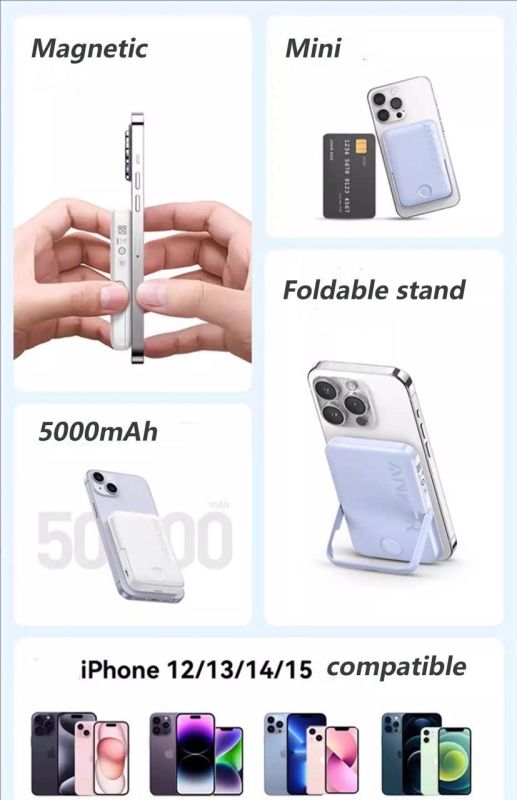Magsafe Anker A1618 5000 mAh для iPhone для телефону Білий