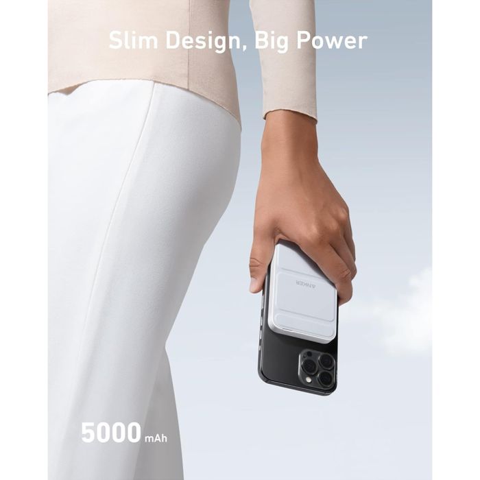 Anker 622 Magnetic Wireless Portable Charger 5000 mAh Dolomite White (A1614)