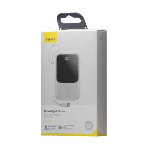 Power Baseus PPQD-B Q Pow With IP 3A 15W LED дисплей,10000mAh 2USB/Type-C to Lightning 3A White