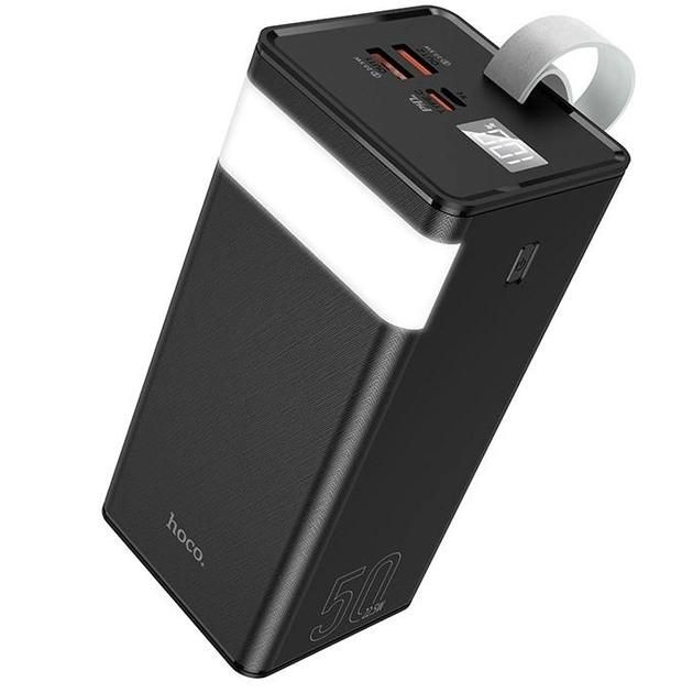 Hoco Powermaster fully compatible 50000 mAh J86A | 2USB/1Type-C, PD/QC, 5A/22.5W| Black із ліхтариком і швидкою зарядкою