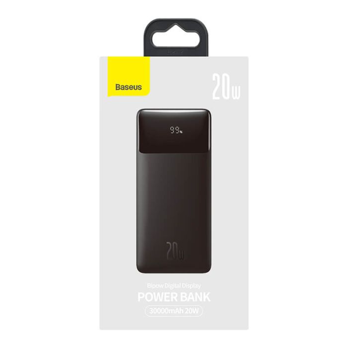 Baseus Bipow Digital Display 30000 mAh 2USB/1Type-C, PD/QC, 20W, 3A (PPDML-N02) чорна