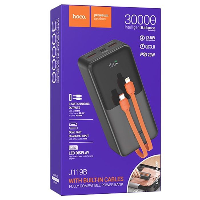 Hoco J119B Sharp charge 22.5W+PD20W 30 000 mAh Black - 00000067630_1