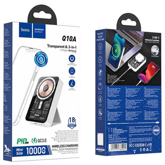 Hoco Q10A Transparent PD20W з Бездротовий 10 000 mAh White - 00000067628_1