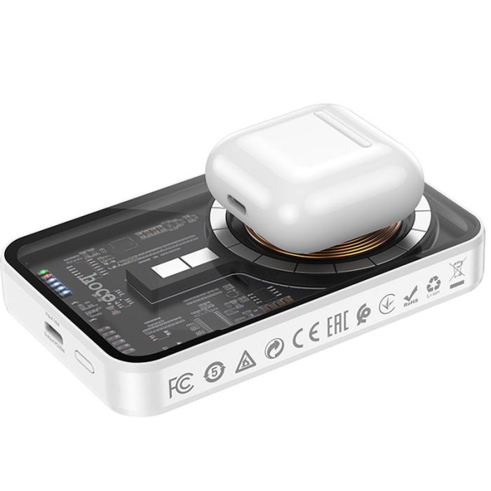 Hoco Q10 Transparent PD20W з Бездротовий 5000 mAh White - 00000067624_1
