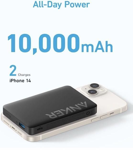 Anker 334 MagGo 10000 mAh з бездротовою, mAhнітною зарядкою Magsafe для iPhone Чорний