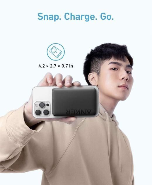 Anker 334 MagGo 10000 mAh з бездротовою, mAhнітною зарядкою Magsafe для iPhone Чорний