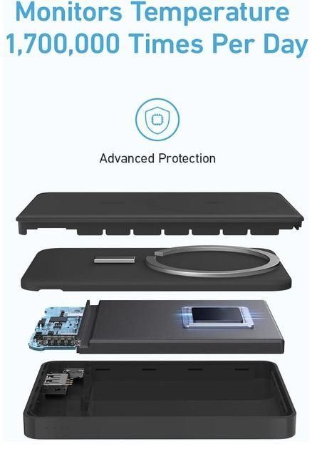 Anker 334 MagGo 10000 mAh з бездротовою, mAhнітною зарядкою Magsafe для iPhone Чорний