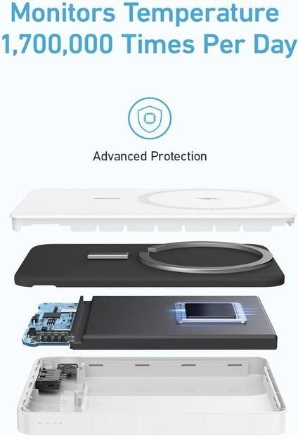 Anker 334 MagGo 10000 mAh з бездротовою, mAhнітною зарядкою Magsafe для iPhone Білий