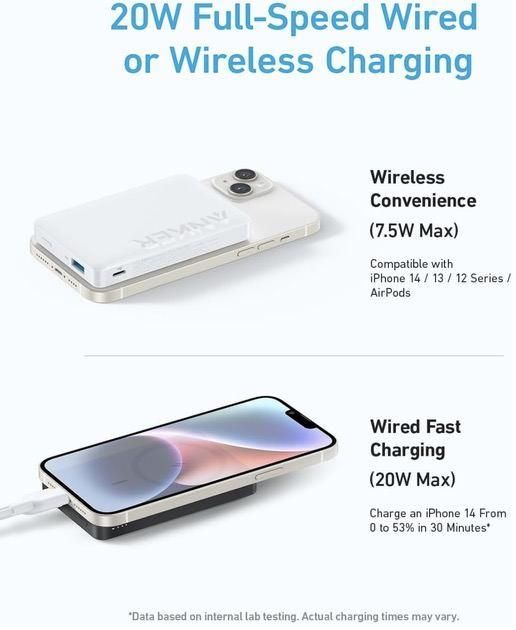 Anker 334 MagGo 10000 mAh з бездротовою, mAhнітною зарядкою Magsafe для iPhone Білий
