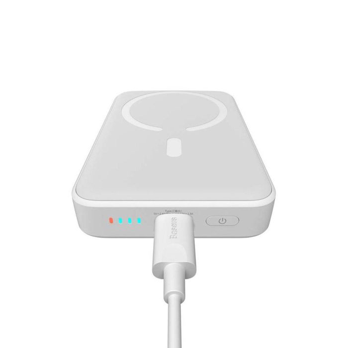 Qi 15W Baseus Magnetic Mini Wireless Fast Charge 2in1 6000 mAh 20W 2.4A QC3.0+PD3.0 (P10059002223-00) White