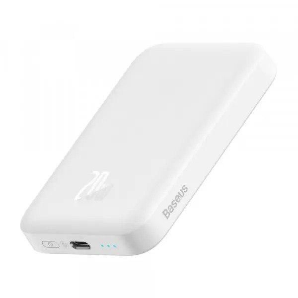 Qi 15W Baseus Magnetic Mini Wireless Fast Charge 2in1 6000 mAh 20W 2.4A QC3.0+PD3.0 (P10059002223-00) White