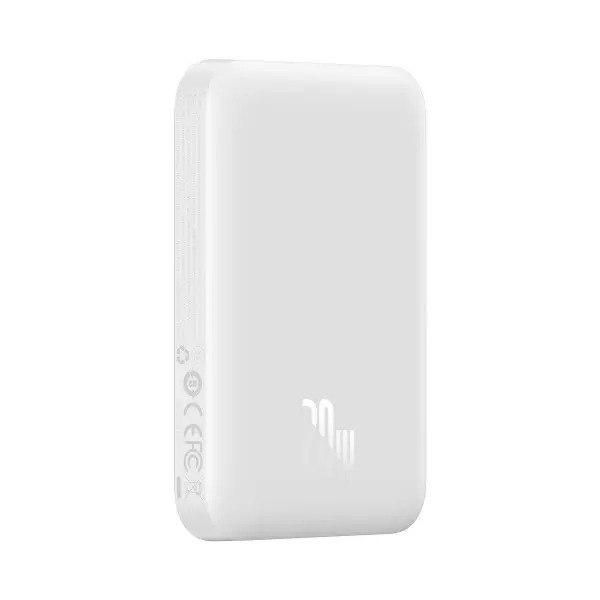 Qi 15W Baseus Magnetic Mini Wireless Fast Charge 2in1 6000 mAh 20W 2.4A QC3.0+PD3.0 (P10059002223-00) White