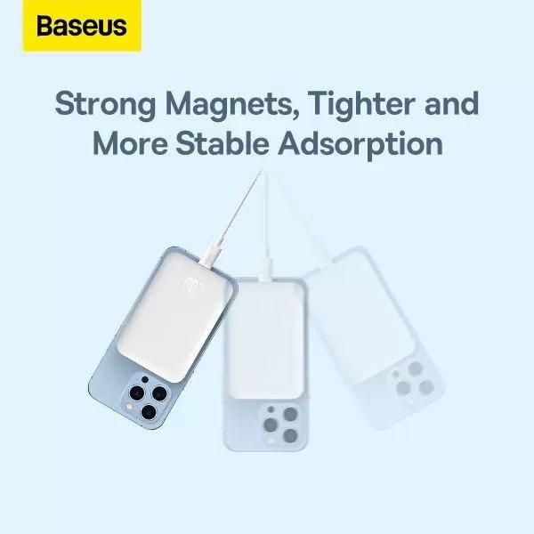 Qi 15W Baseus Magnetic Mini Wireless Fast Charge 2in1 6000 mAh 20W 2.4A QC3.0+PD3.0 (P10059002223-00) White