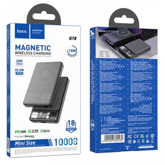Hoco QI8 Type-C 1USB 10000 mAh QC/PD 22,5 W 3A